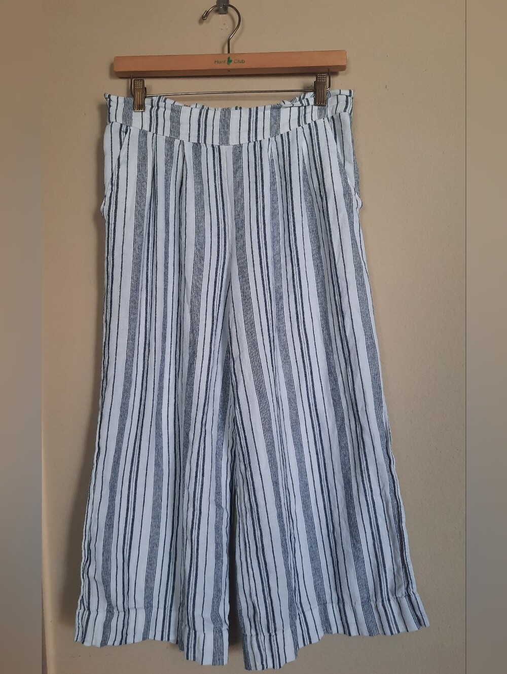 Ellen Tracy Womens Striped Wide-Leg Women’s Pants - White & Blue